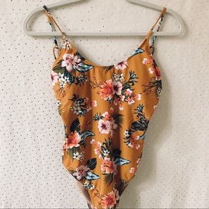 Vanilla/Beach One-Piece Mustard Floral Swimsuit